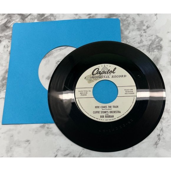 Cliffie Stone with Bob Roubian Here Comes the Train 45 Rockabilly Country Promo - Picture 3 of 4